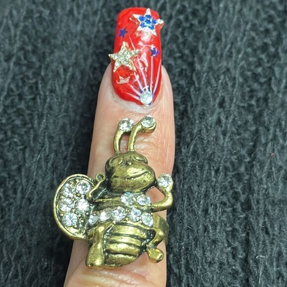 Vintage 1970s firefly adjustable ring - Picture 7 of 7